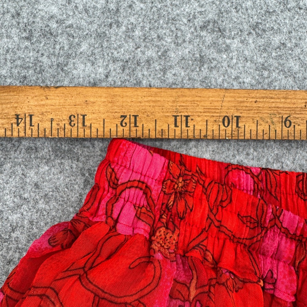 Anii by Natural Womens Red Orange Boho Tiered Ribbon Trim Rayon Maxi Skirt Med - Picture 5 of 7